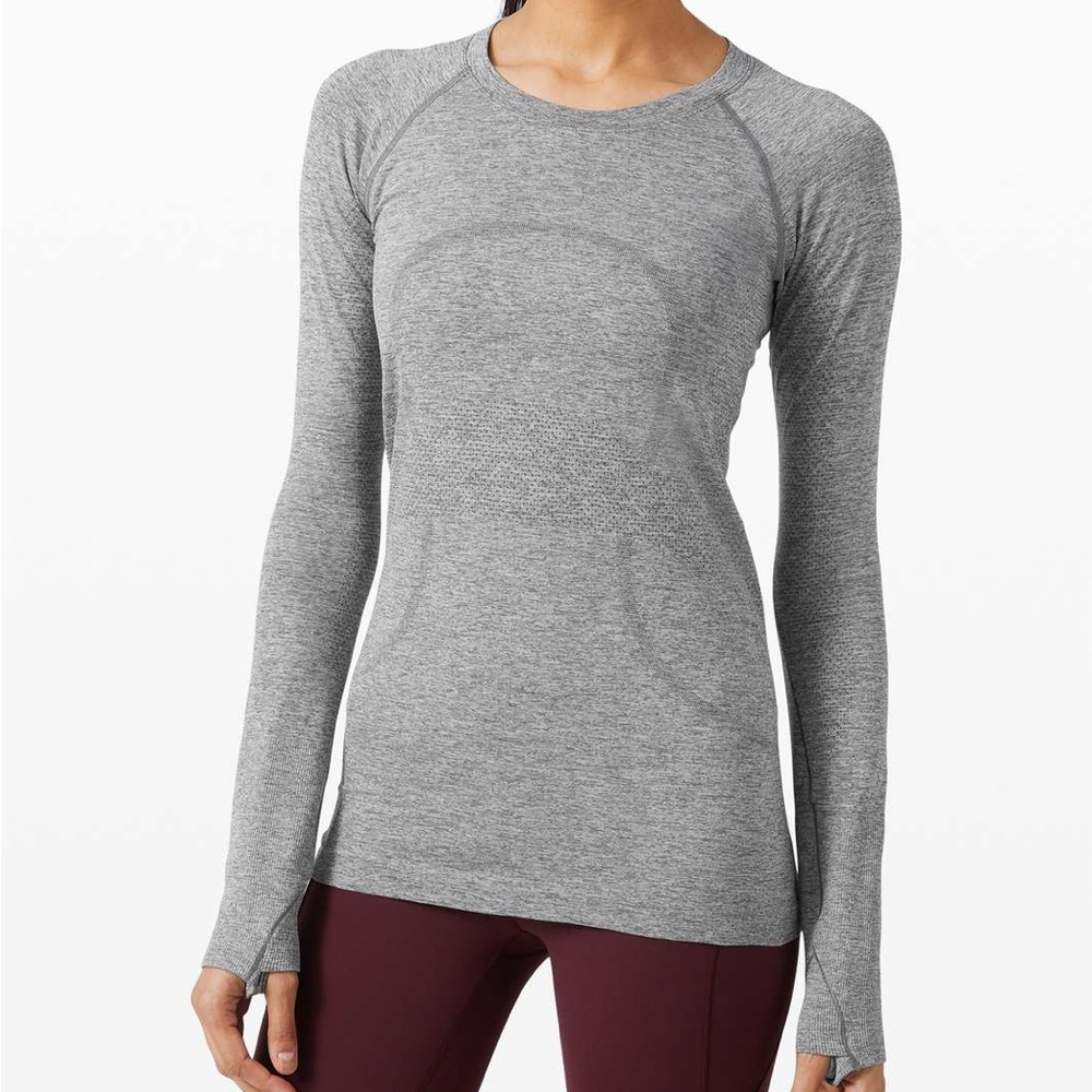 Lululemon Swiftly Tech Long Sleeve Crew 8 Heathered Gray Grey